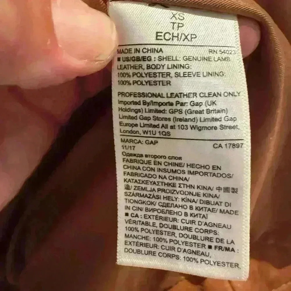 Gap Tan leather moto cropped jacket XS - Picture 3 of 5